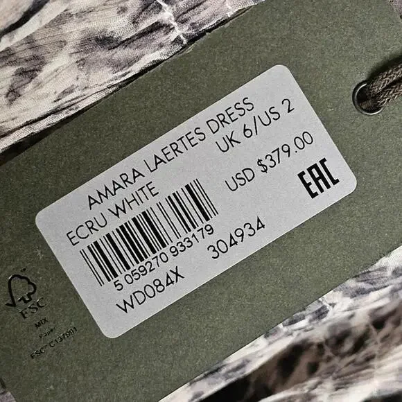 NWT All Saints Women's Gray Patterned Dress Size 2 - Picture 4 of 7